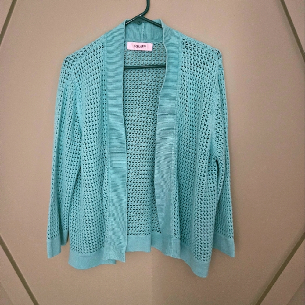 Turquoise Open Knit Cardigan